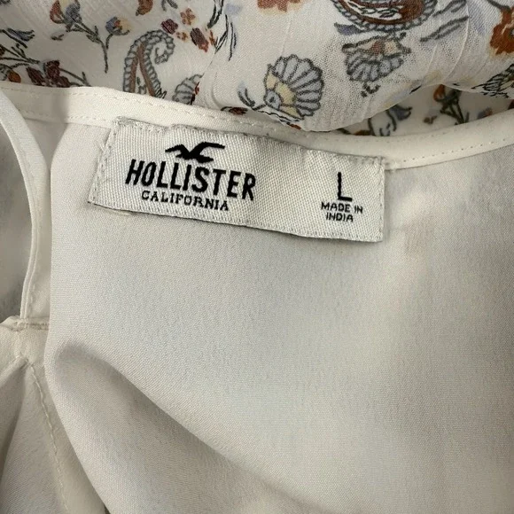 Hollister Boho Peasant Blouse Top Sheer Floral Long Sleeve Top Size Large Lace‎ - Picture 5 of 8